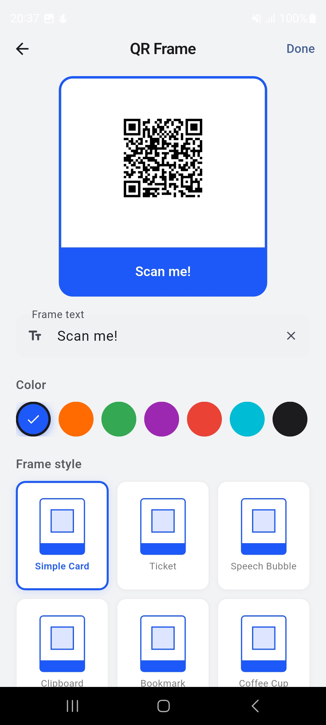 Social media QR types